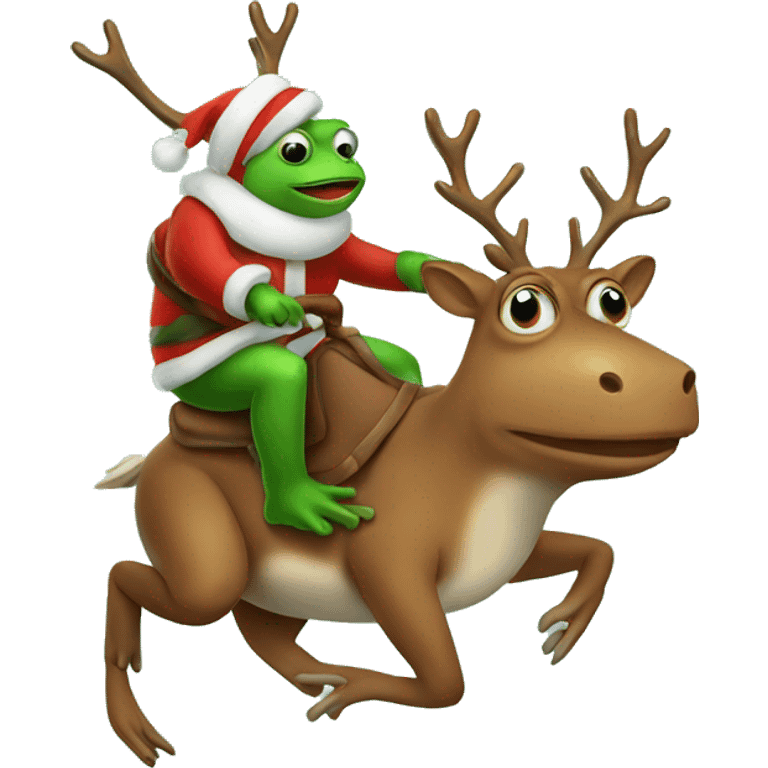 Frog riding reindeer emoji