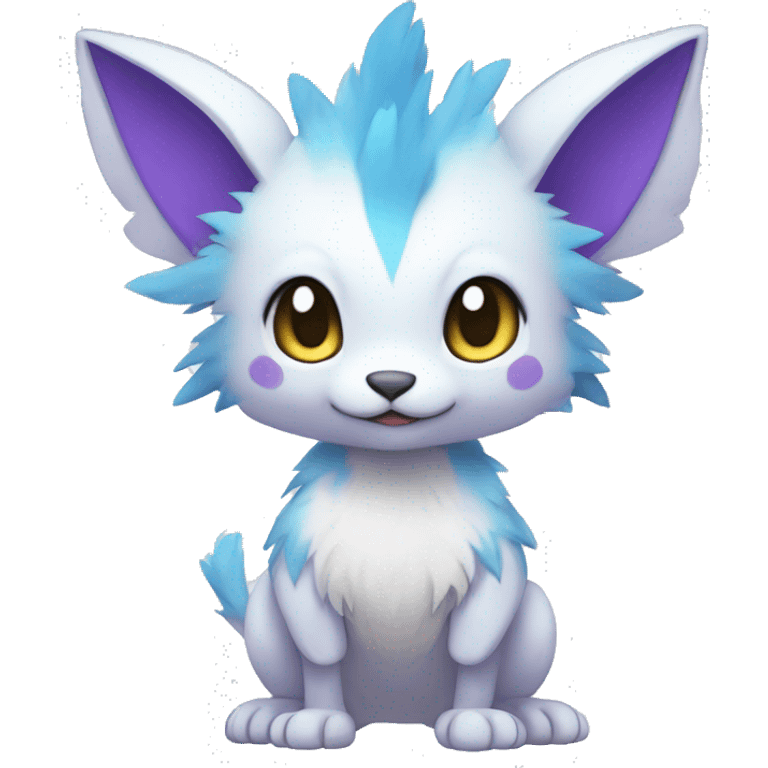 Cute cool white blue purple animal hybrid Fakemon full body emoji