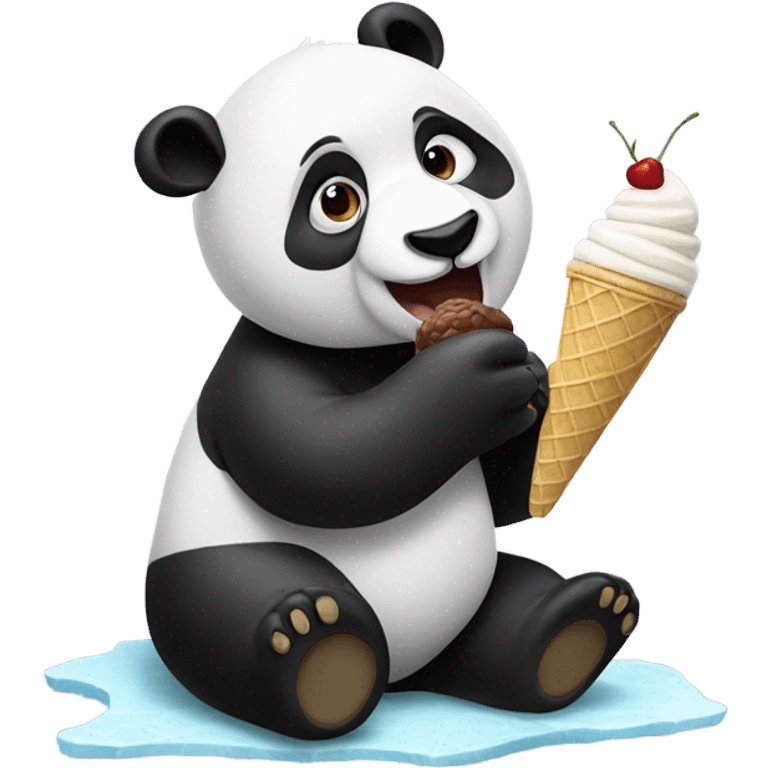 Panda eating ice cream emoji