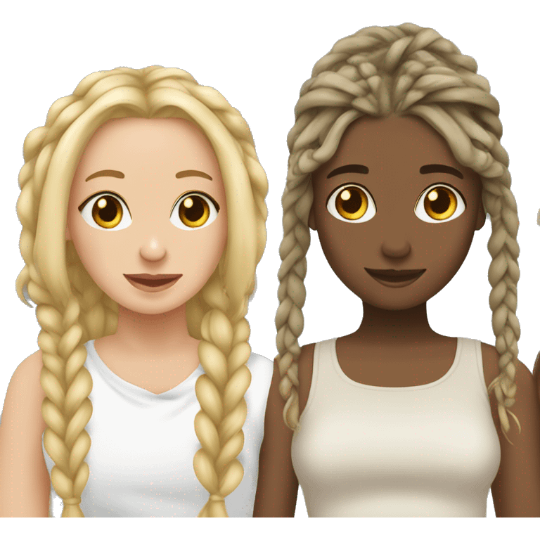 2 blonde girls in love one with dreads and one with 2 braids emoji