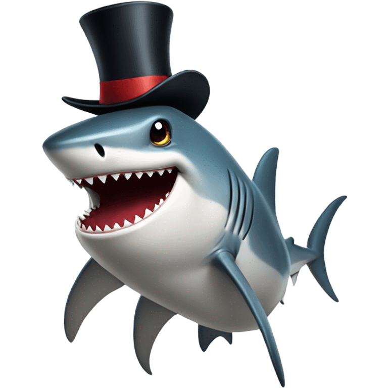 Shark with a top hat emoji