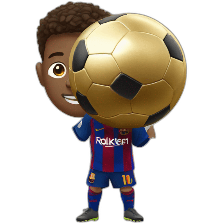 Messi hold a golden ball emoji