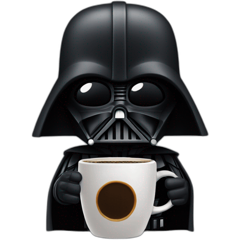 Dark Vader dando los buenos dias con una taza de café emoji