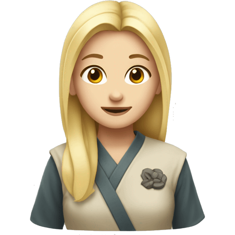 Blonde girl with shi-tsu emoji