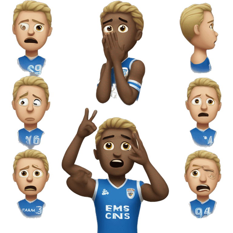 Footballer doing crying hand gestures  emoji