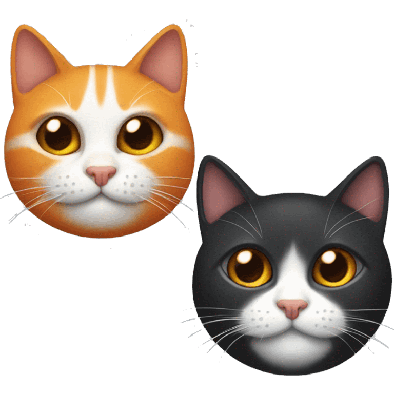 Gato negro y gato naranja abrazados emoji