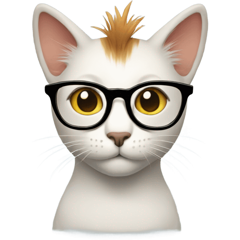 Cat with glasses and a mohawk emoji