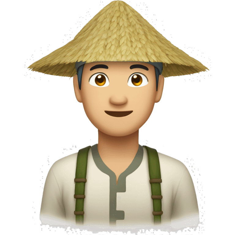 chinese man wearing rice paddy hat emoji