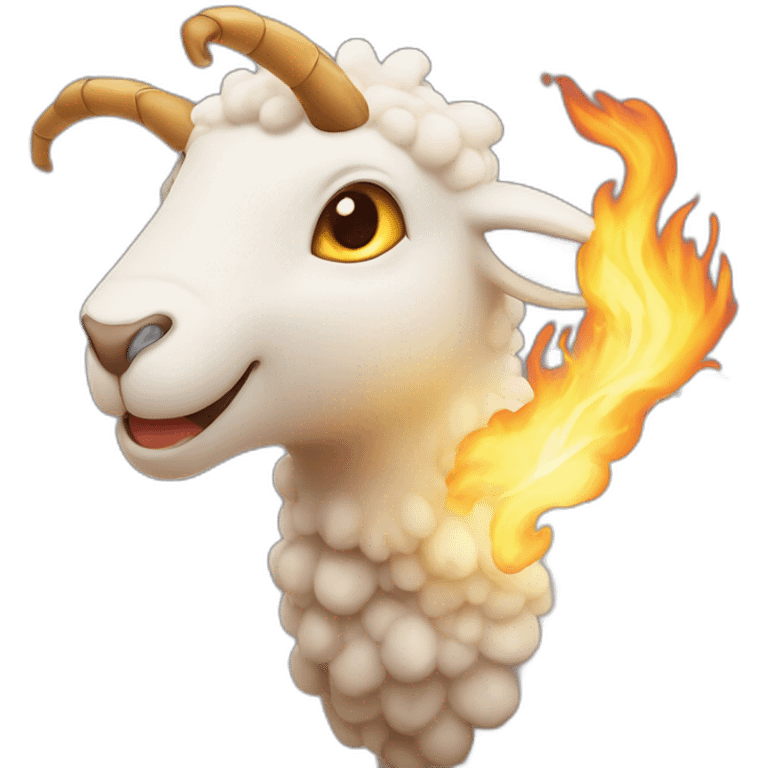 A cute dragon breathing fire on sheep emoji