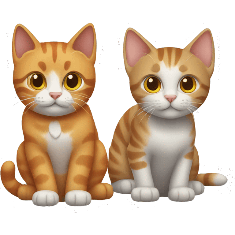 two cats, one gray and one ginger tabby emoji