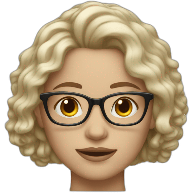 woman white skin glasses wavy bran hair emoji