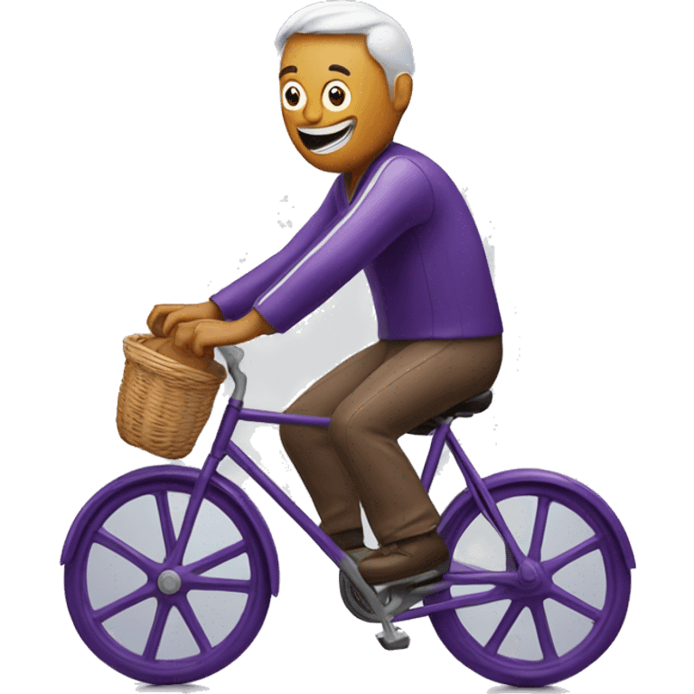 Man riding bike made out of eggplants emoji