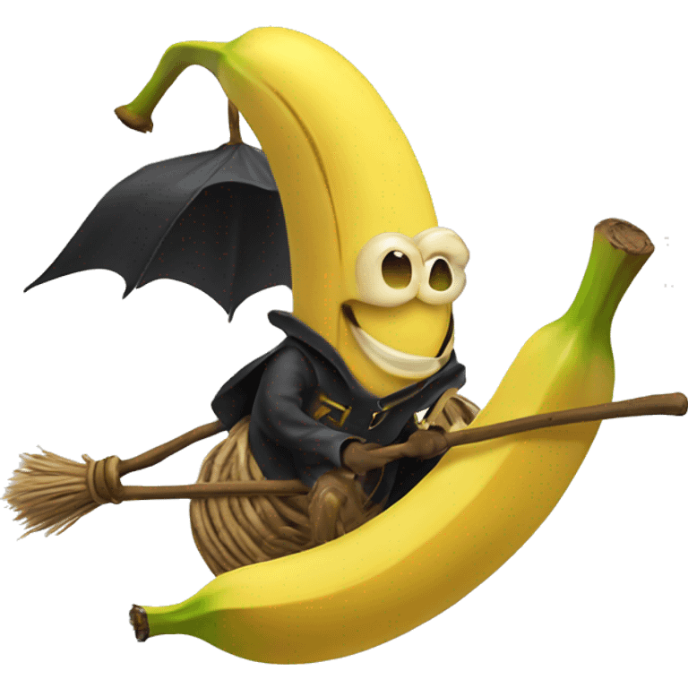 banana riding a broomstick emoji