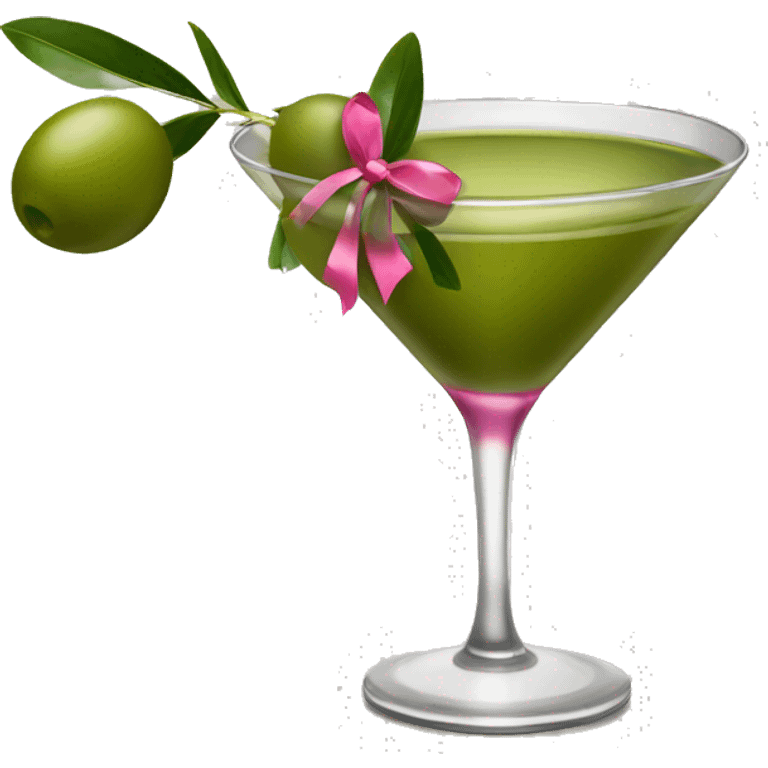 Olive martini with pink bow emoji