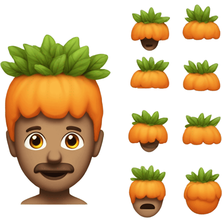 Draw a man that have an orange bushes on head and he is crazy emoji