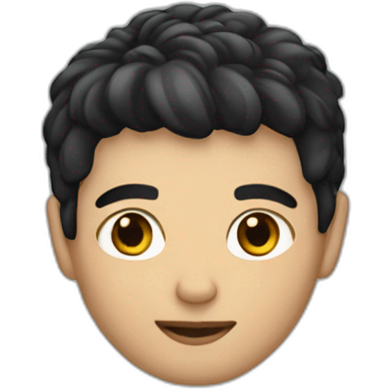 White male with black hair French Crop plus Mid Fade styled down emoji