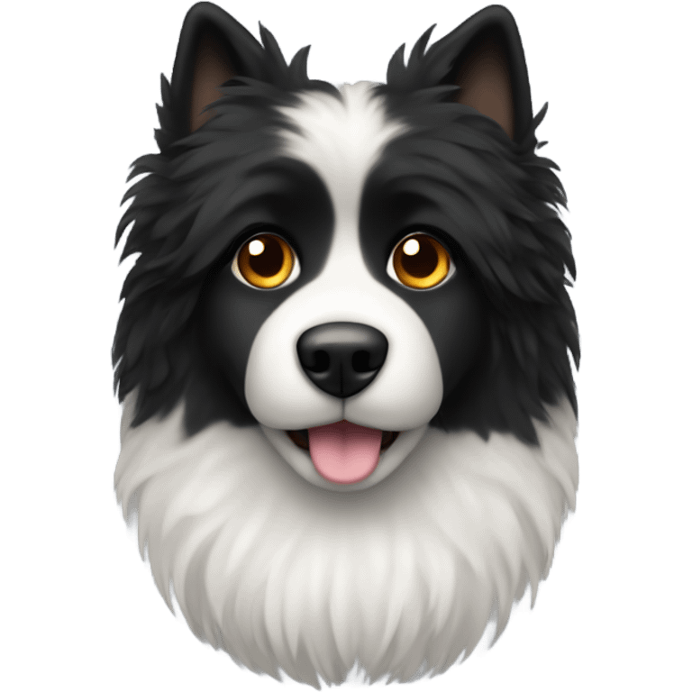 Black fluffy dog with a white stomach  emoji