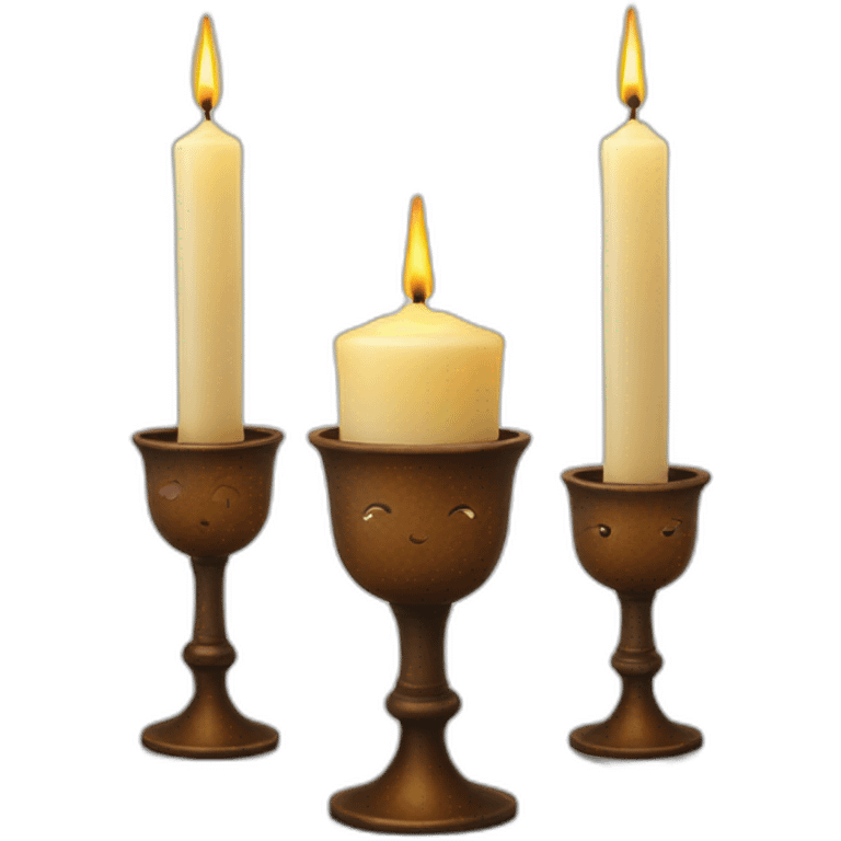 2 large and one small shabbat candles emoji