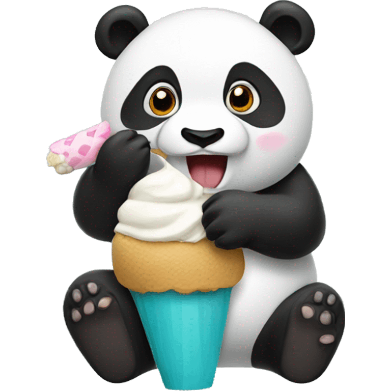 Panda eating ice cream emoji