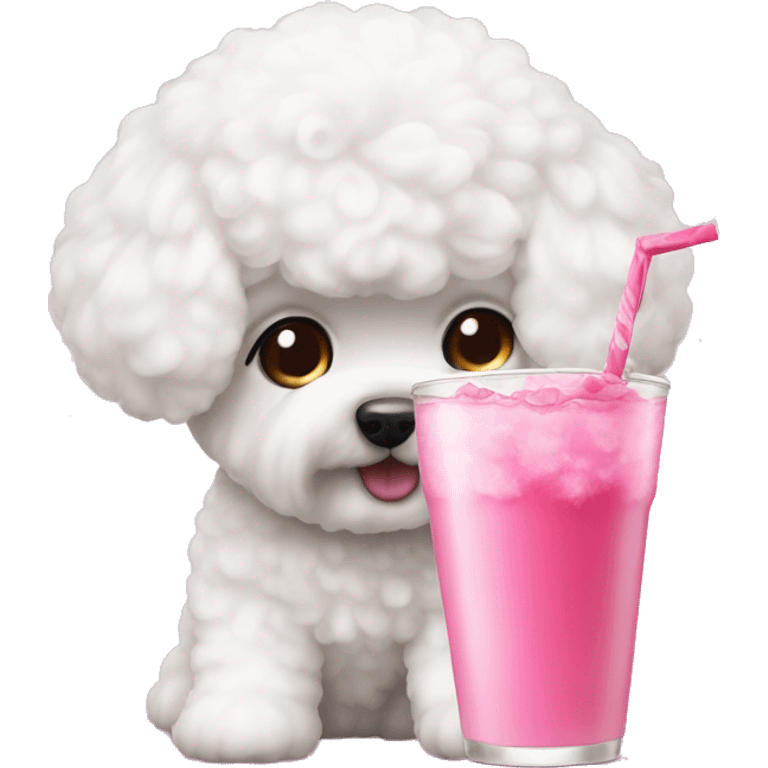 bobba pink drink with bichon frise emoji