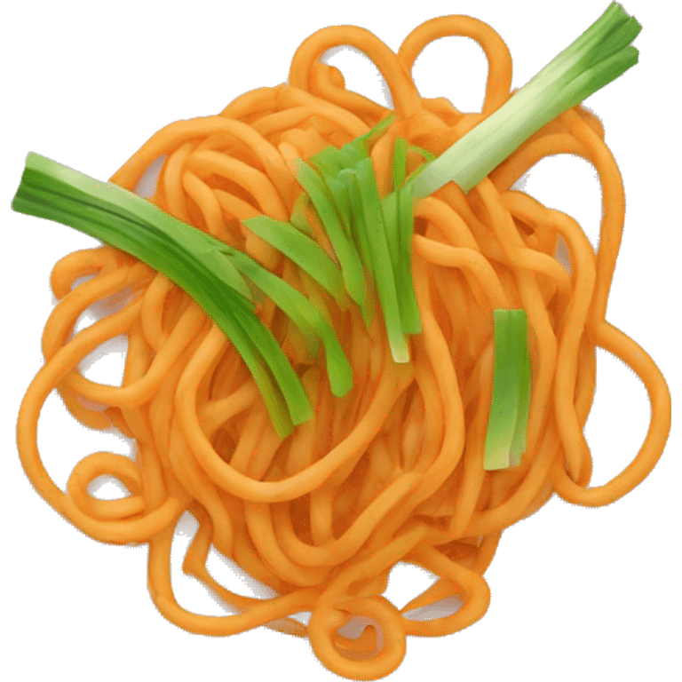 food emoji of orange noodles with spring onion emoji