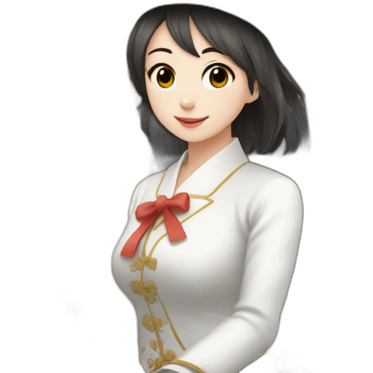 white horse riding japanese cute girl emoji