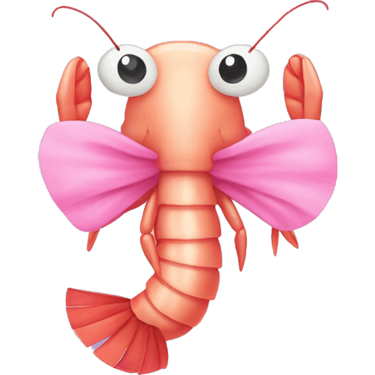 Shrimp with a pink bow emoji