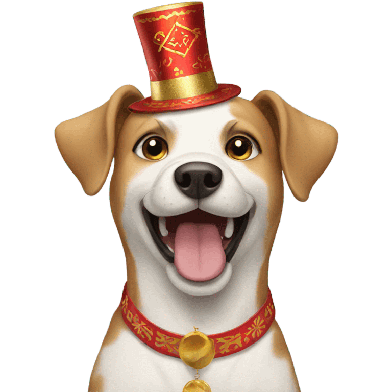 A dog celebrating new year emoji