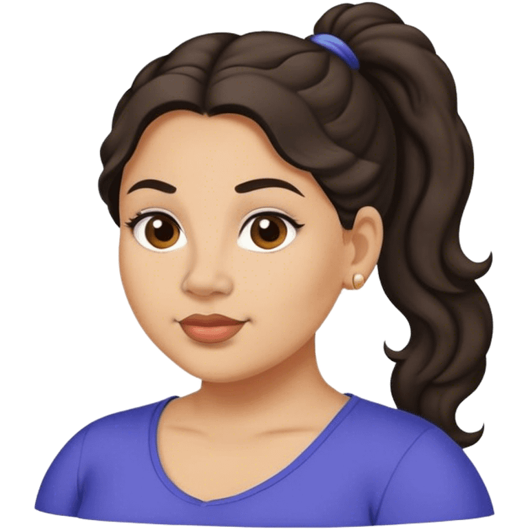  plus size light skin latino women with wavy dark hair in pony tail flat wide nose  emoji