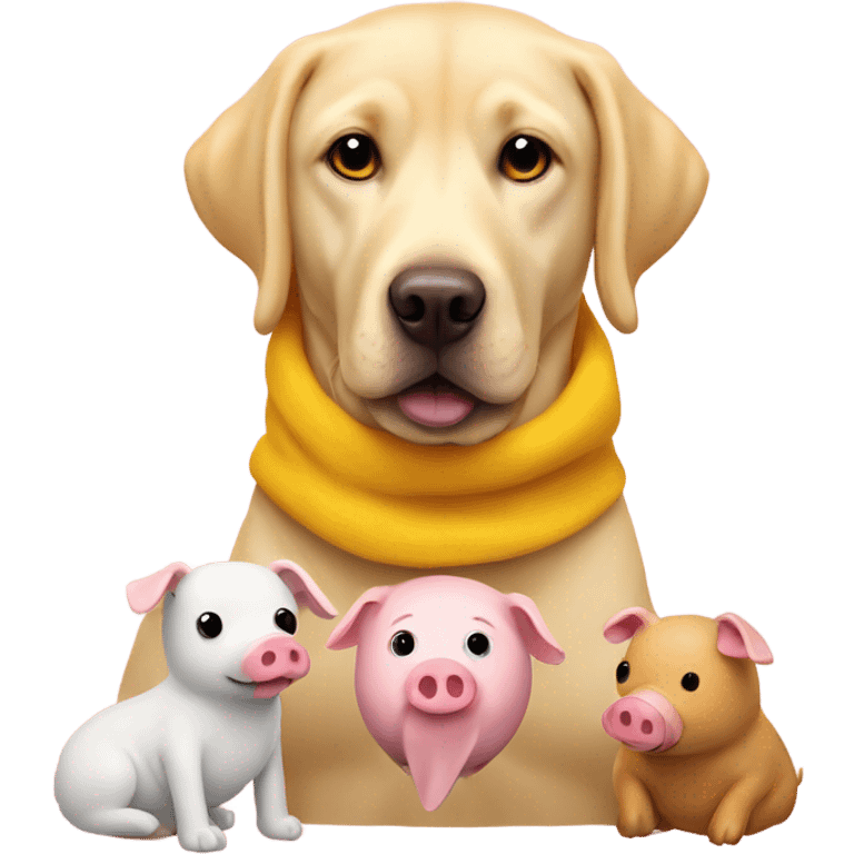 Yellow Labrador with pigs in blankets toy emoji