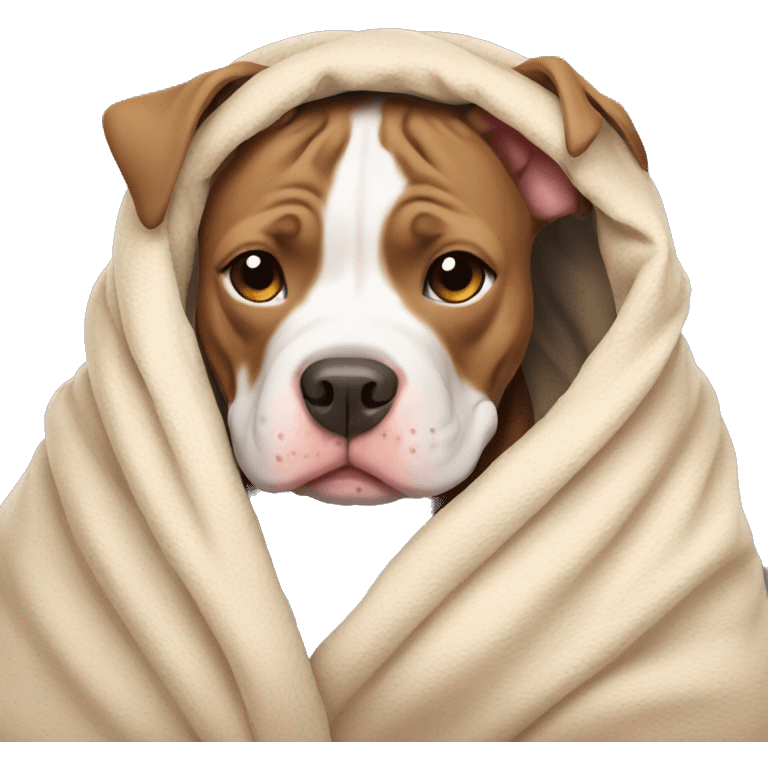 Pitbull swaddled in a cozy blanket emoji