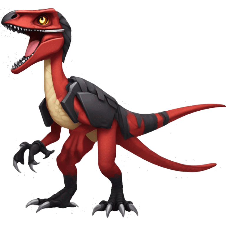 Red edgy badass velociraptor Digimon emoji