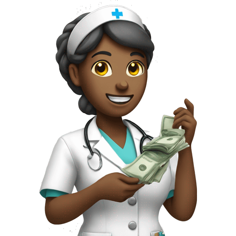 nurse with money in her hand emoji