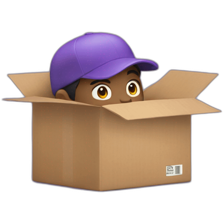 delivery man in purple with rising hand emoji