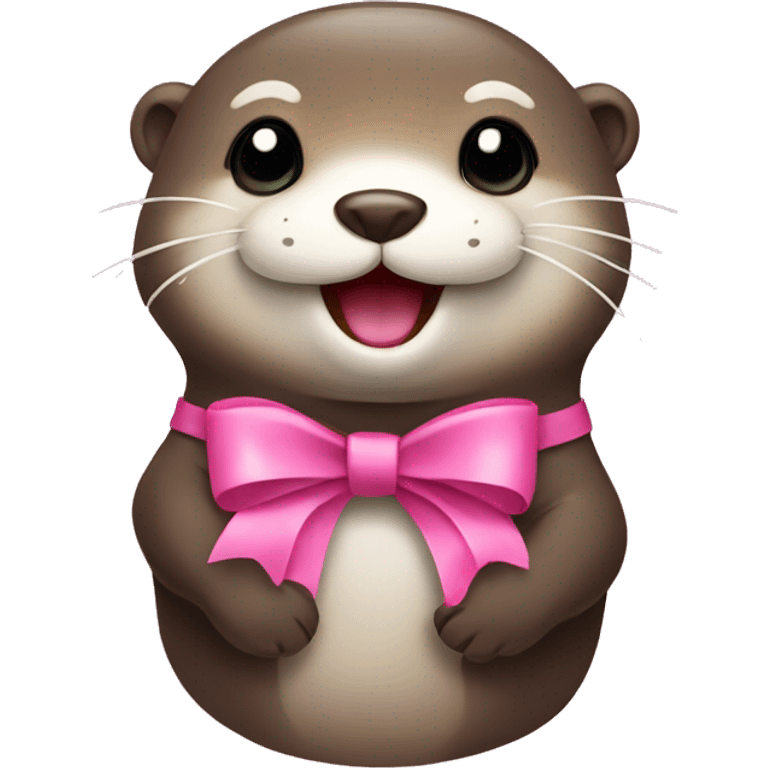 Happy Otter with pink bow  emoji