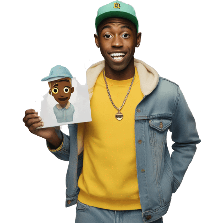 Tyler, The creator holding his new album vinyl, “Chromakopia” emoji