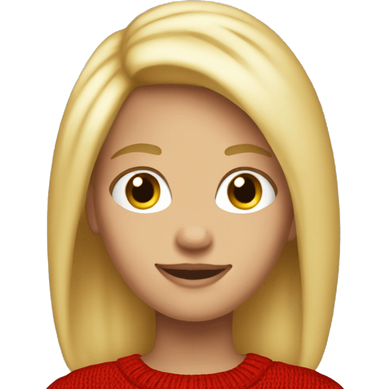 12 Years Old Girl With Blonde Hair, Red Sweater and Black Jeans  emoji