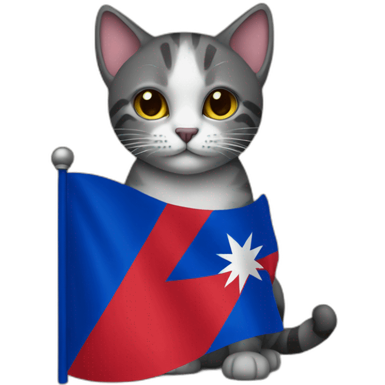 Cat holding a Haitian flag emoji