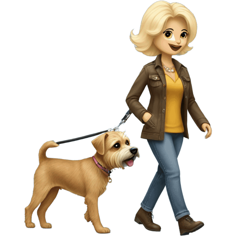 Dolly Parton walking border terrier emoji