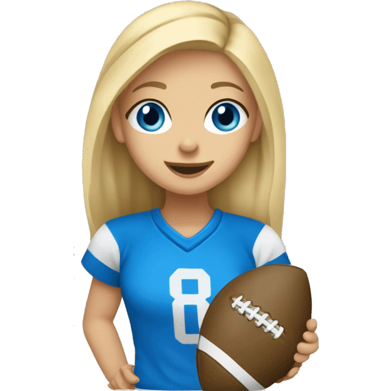 blonde hair blue eye girl playing flag football emoji