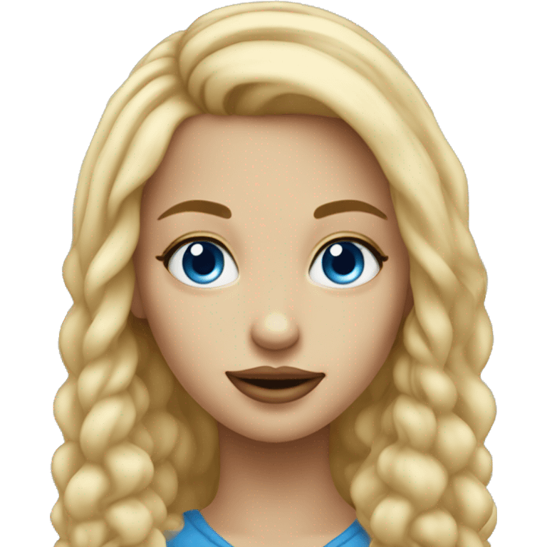 Blonde girl with blue eyes and gold nose piercing and earrin emoji