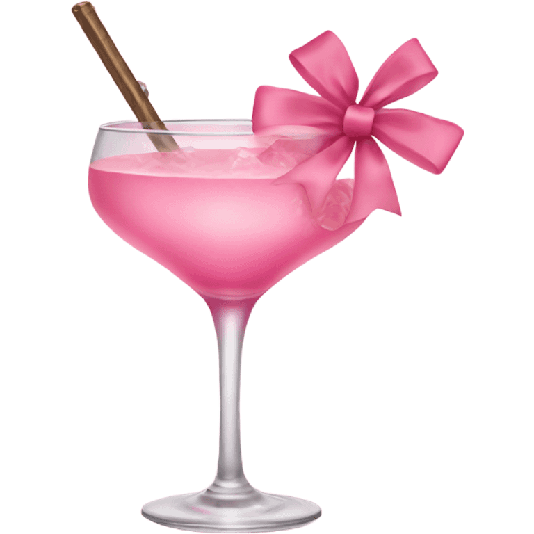 Pink Cocktail with a baby pink bow  emoji