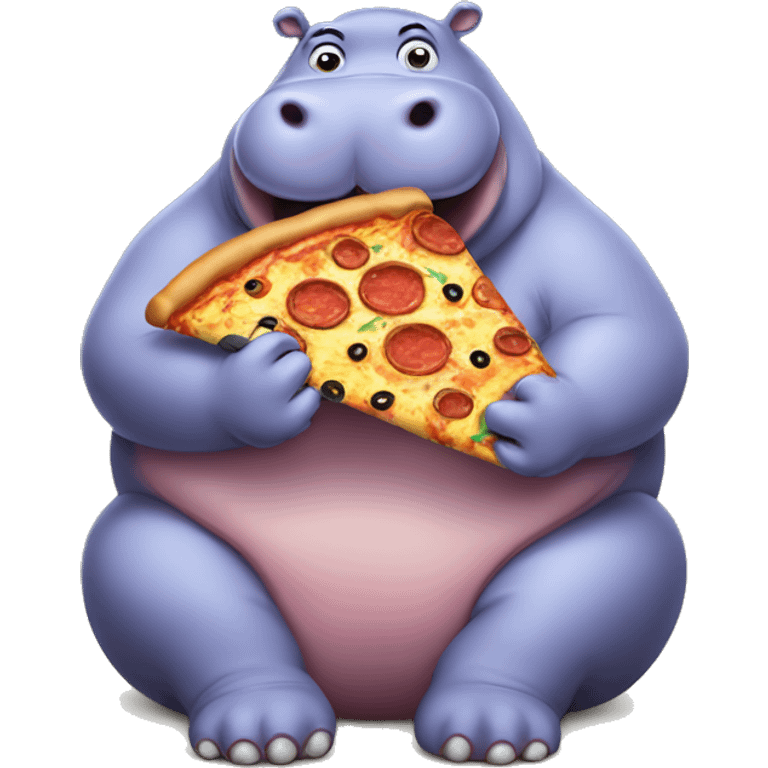 Fat hippo eating pizza emoji