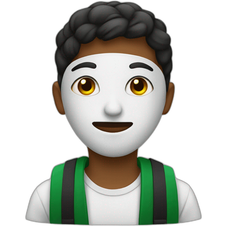 A boy wearing a Palestine mask emoji