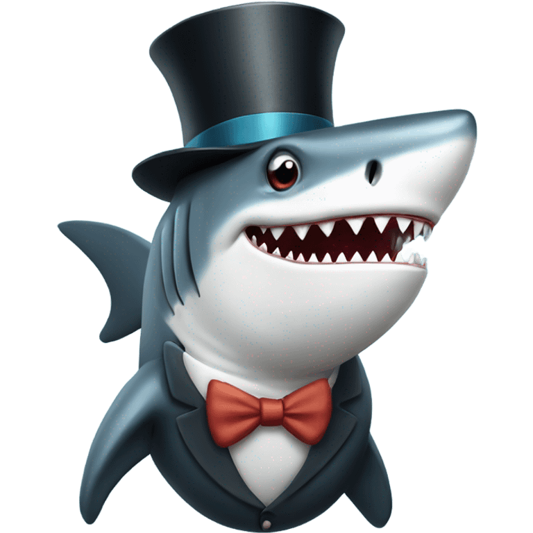 Shark with a top hat emoji