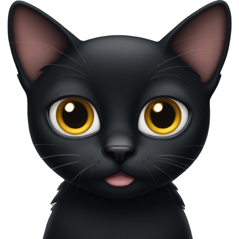 Black cat with big eyes  emoji