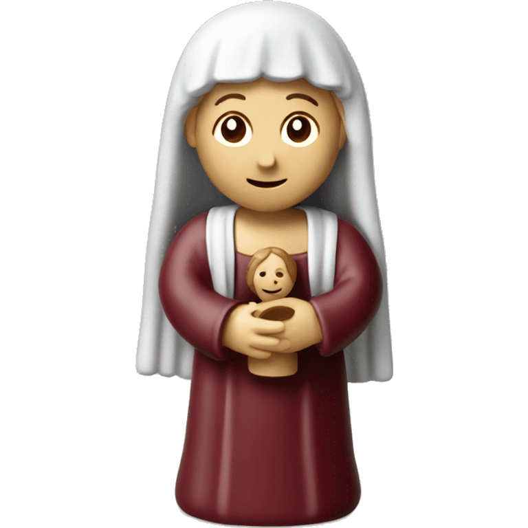 Wine red ceramic nativity set emoji