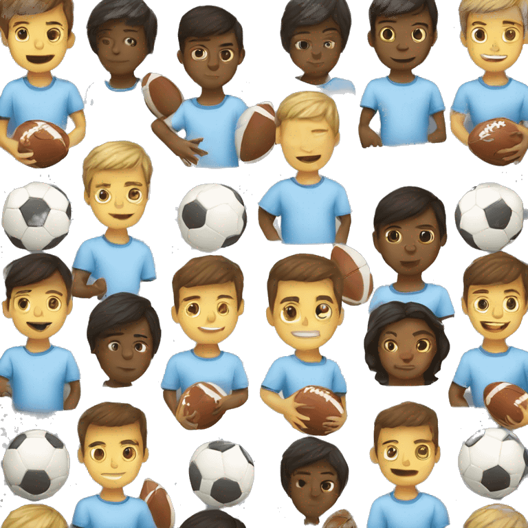 Boy playing soccer and American football emoji