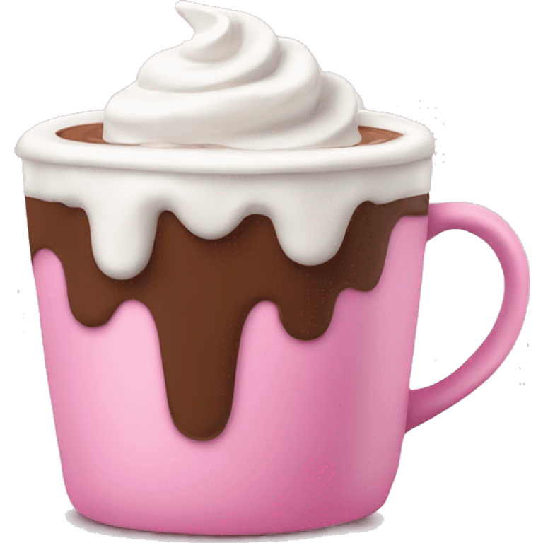 Hot chocolate with whipped cream in a pink mug  emoji