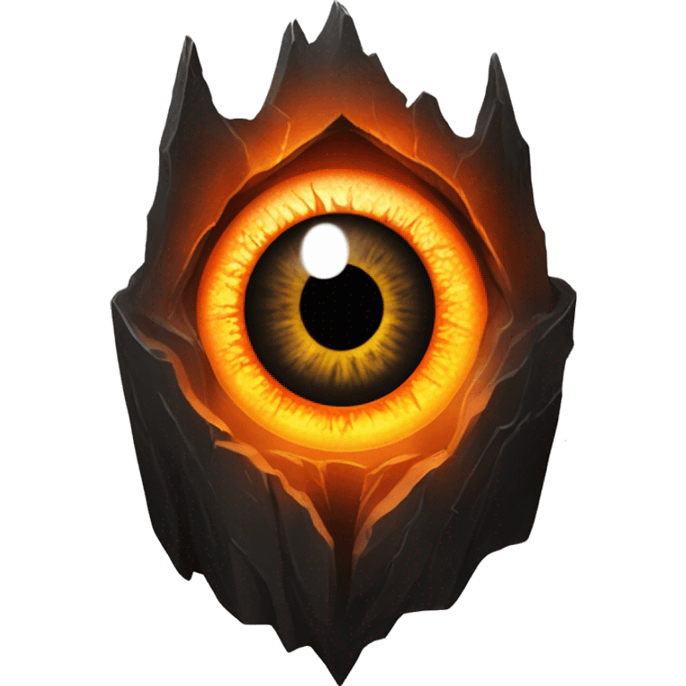 Eye of Sauron with glowing orange iris, set in a dark tower of Mordor emoji